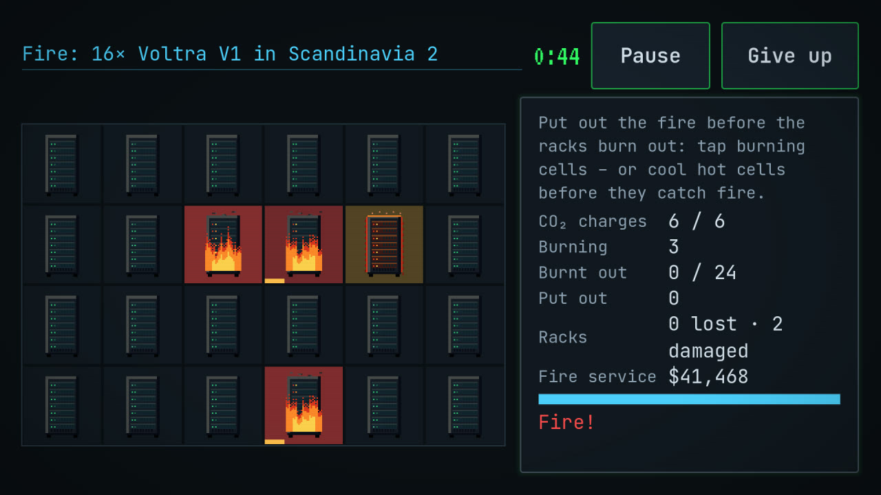 Fire minigame: put out the fire in the rack hall